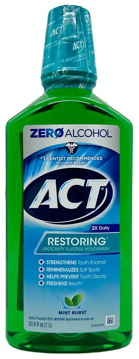 ACT Restoring Anticavity Flouride Mouthwash - Mint Burst - 33.8 FL OZ