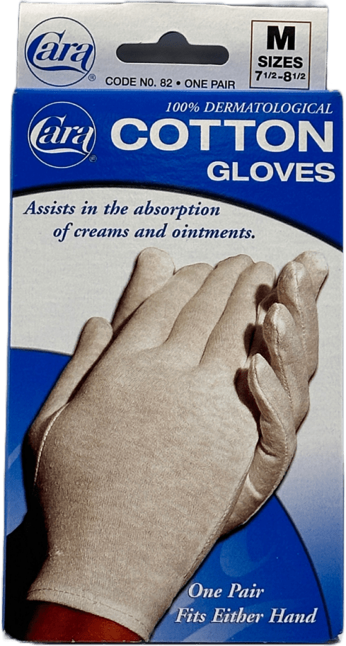 Cara - 100% Dermatological Cotton Gloves - M Size - One Pair