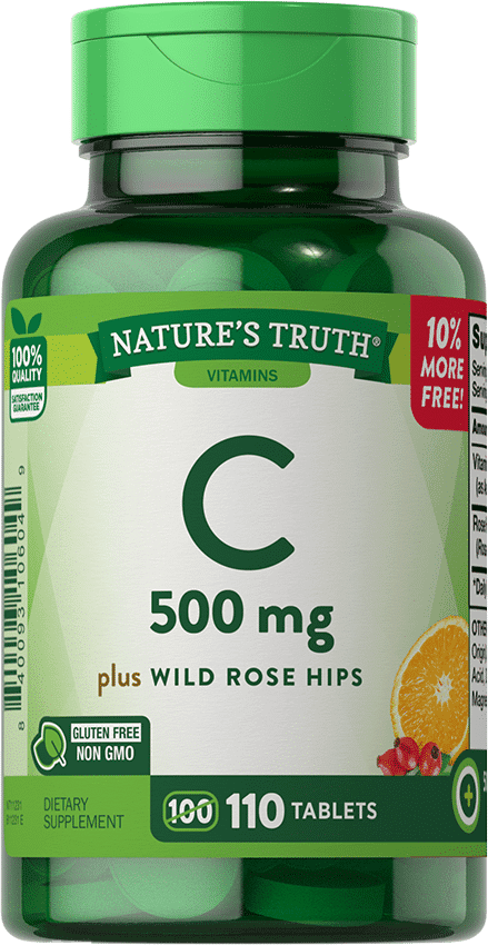 Nature's Truth - Vitamin C 500 mg plus Wild Rose Hips Tablets - 110 Ct