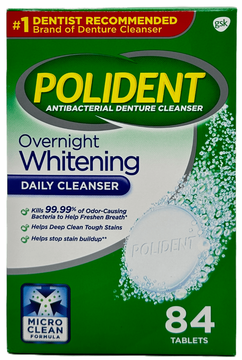Polident Overnight Whitening Daily Denture Cleanser Tablets - 84 Ct