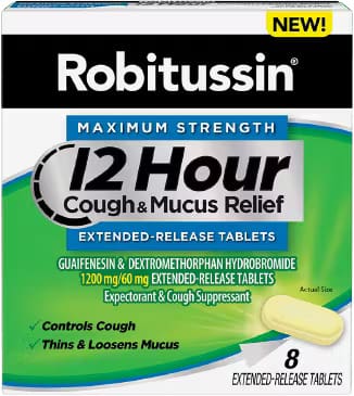 Robitussin 12 Hour Relief: 8 Tablets for 4 Days of Cough Control