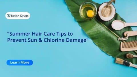 ingridients on a banana leaf for summer hair care